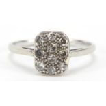 18ct gold and platinum diamond cluster ring, size Q, 2.3g : For Further Condition Reports Please