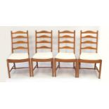 Set of four Ercol ladder back dining chairs, each 99.5cm high : For Further Condition Reports Please