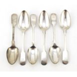 Matched set of six Georgian and later silver teaspoons, 13.5cm in length, 101.0g : For Further