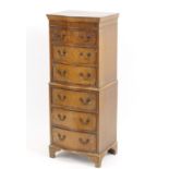Walnut serpentine front six drawer chest, 132ch H x 52cm W x 42cm D : For Further Condition