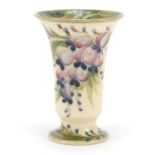 Early William Moorcroft for Macintyre fluted vase hand painted with Wisteria, 14.5cm high : For