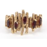 9ct gold naturalistic garnet ring, size K, 3.8g : For Further Condition Reports Please Visit Our