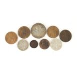 Victorian coinage including 1887 crown, 1887 florin and pennies : For Further Condition Reports