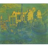 Kathleen Crozier - The Stade, Hastings, pencil signed colour proof etching, mounted, framed and