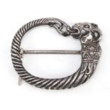 Silver coloured metal ram design buckle, 7.3cm wide, 29.7g : For Further Condition Reports Please