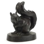 Patinated bronze squirrel signed CH Haxvany, 18cm high : For Further Condition Reports Please