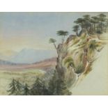 Herbert Menzies Marshall - Car in a landscape, watercolour indistinctly inscribed in pencil forest