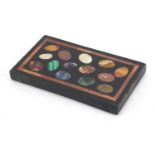 Italian pietra dura desk paperweight, 2.5cm H x 20cm W x 11.5cm D : For Further Condition Reports