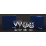 Two pairs of Waterford Crystal glasses including brandy, both with boxes, the largest 15cm high :