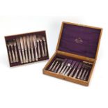 Twelve place canteen of silver plated fish knives and forks, retailed by Goldsmiths & Silversmiths