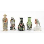 China and metalware including a Japanese cloisonné vase, Japanese Satsuma figure and a Rye bird, the