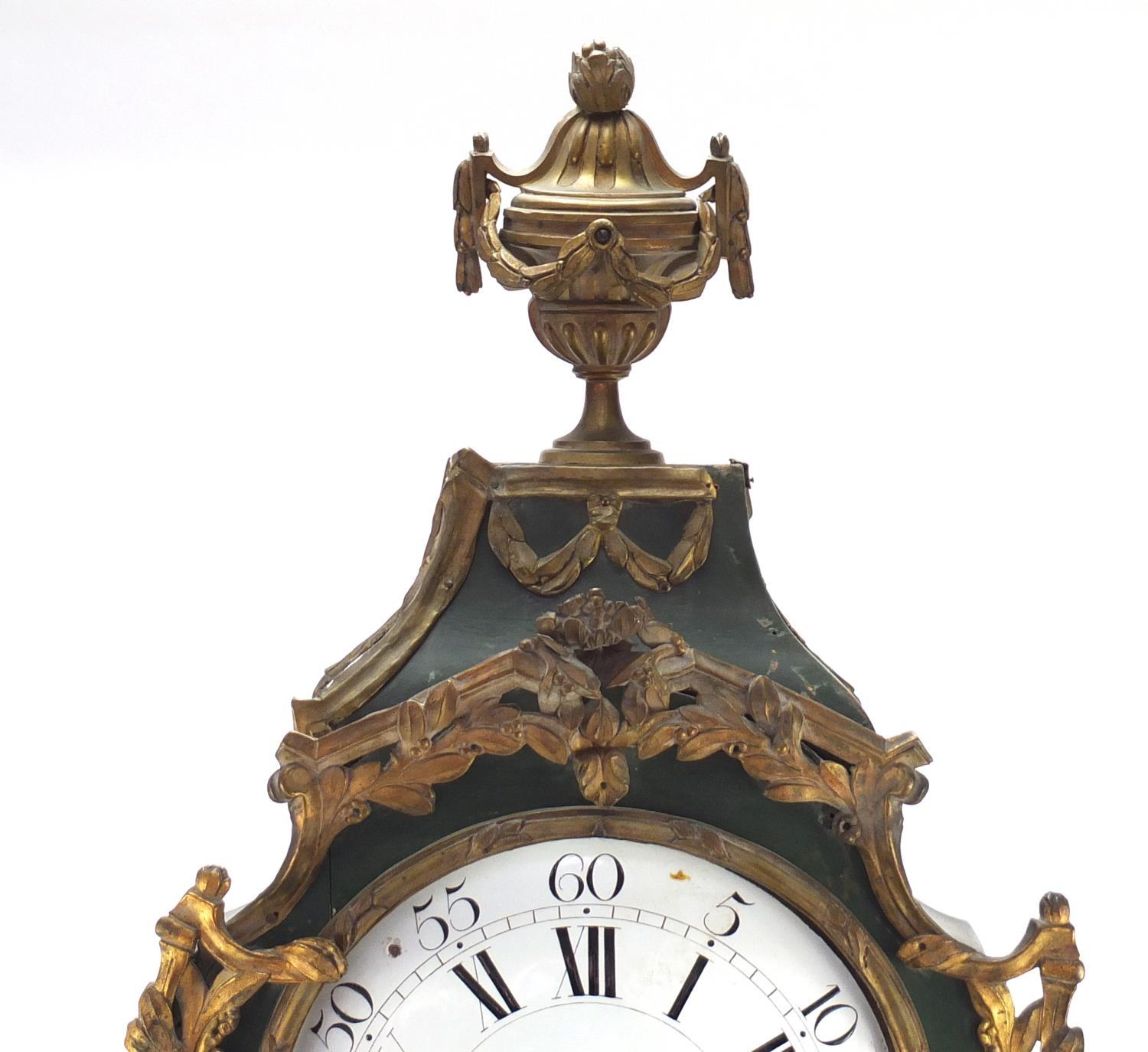 Large 18th/19th century bracket clock with ornate gilt metal mounts and enamel dial, having Roman - Image 3 of 10