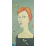 Portrait of a girl, Austrian school oil on canvas, mounted and framed, 59.5cm x 29.5cm : For Further