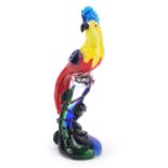 Large Murano colourful glass parrot with paper label, 36cm high : For Further Condition Reports