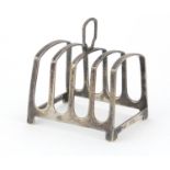 George VI silver four slice toast rack by Walker & Hall, Sheffield 1939, 7.5cm wide, 74.2g : For
