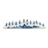 Chinese blue and white porcelain scholars brush rest, 27cm in length : For Further Condition Reports