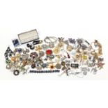 Costume jewellery including colourful brooches and pendants : For Further Condition Reports Please