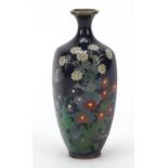 Japanese cloisonné vase enamelled with flowers, impressed marks to the base, 12.5cm high : For