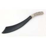 Victorian silver handled cutlass with ebony blade by Rosenthal, Jacob & Co London 1889, 40cm in