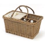 Wicker picnic hamper with bottles and cooler, 51cm wide : For Further Condition Reports Please Visit
