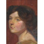 Portrait of a female, late 19th century American school oil on canvas laid on board, mounted and