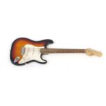 Squire Strat by Fender six string electric guitar : For Further Condition Reports Please Visit Our