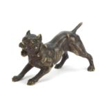 Patinated bronze Bullmastiff, 11cm in length : For Further Condition Reports Please Visit Our