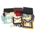 Masonic regalia arranged in three cases including sashes : For Further Condition Reports Please