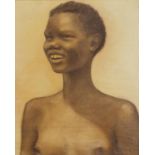 Alfred Neville Lewis 1957 - Nude African girl, signed watercolour, mounted, framed and glazed,