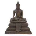 Patinated bronze figure of Buddha, possibly Nepalese, 17.5cm high : For Further Condition Reports