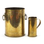 British military World War I trench art champagne bucket and a jug, the largest 21cm high : For