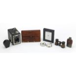 Objects including a flask, French opera glasses, Sekonda stop watch and Kodak camera : For Further