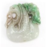 Chinese green jade carving of a duck, 6.5cm high : For Further Condition Reports Please Visit Our