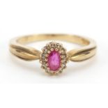 9ct gold ruby and diamond ring, size P, 2.7g : For Further Condition Reports Please Visit Our