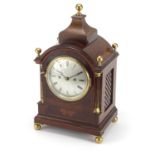 Regency inlaid mahogany table/bracket clock with twin chain fusée movement striking on a gong, the