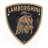 Hand painted metal Lamborghini design wall plaque, 22cm x 19cm : For Further Condition Reports