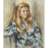 Dorothy Colles - Portrait of a girl, signed pastel and chalk, inscribed Anne Hechle verso, framed