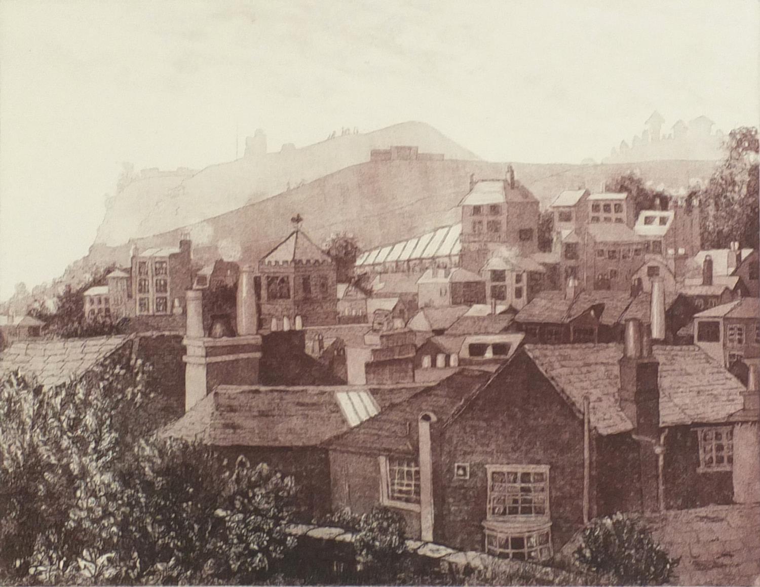 Kathleen Crozier - West Hill, Hastings, artist's proof pencil signed etching, mounted, framed and