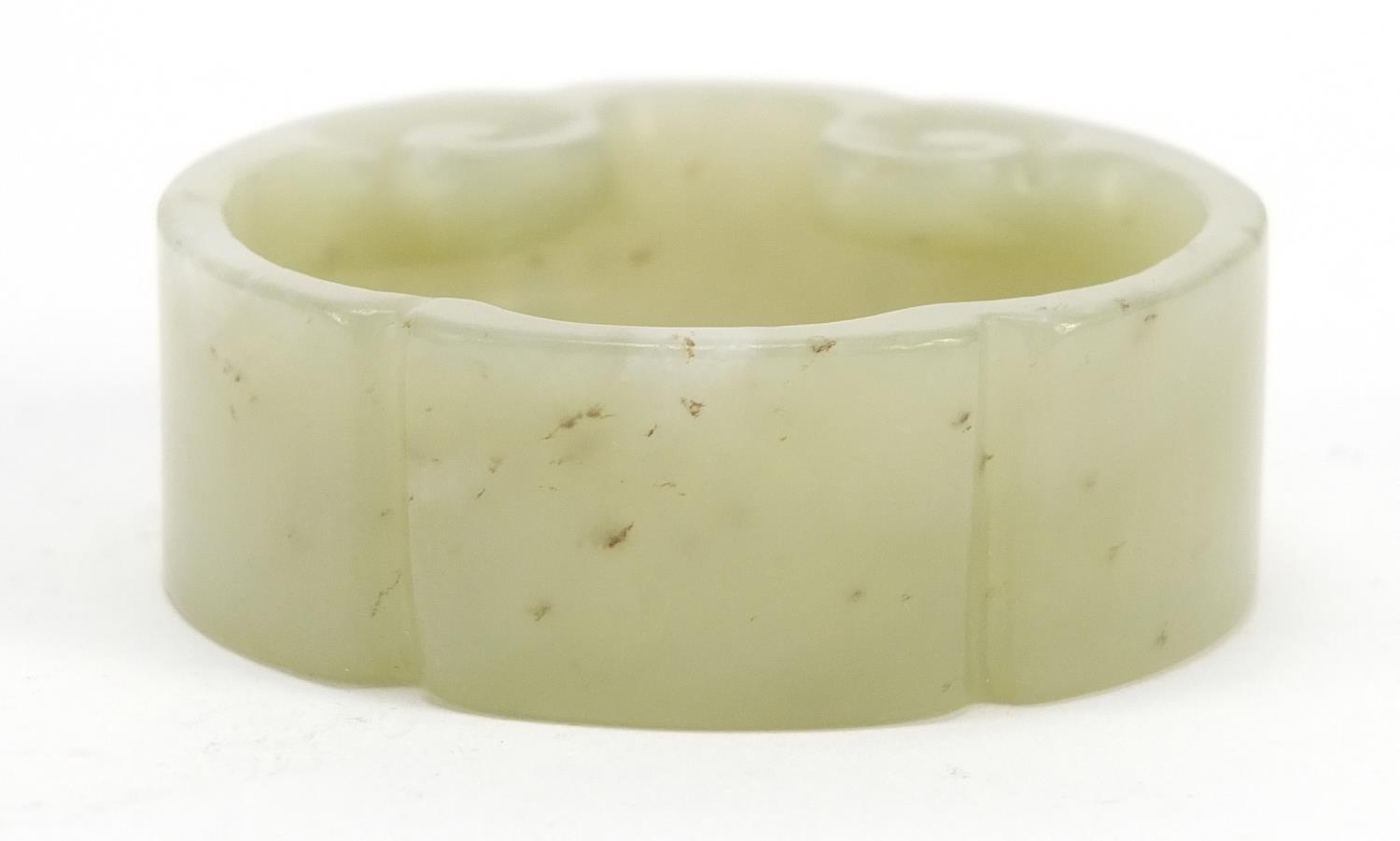 Chinese carved green jade brush washer, 5.5cm in diameter : For Further Condition Reports Please - Image 5 of 7