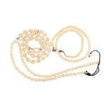 Three freshwater pearl necklaces including two with magnetic clasps, each 44cm in length : For