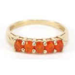 9ct gold citrine five stone ring, size P, 1.8g : For Further Condition Reports Please Visit Our