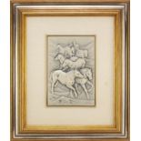 Contemporary Italian 925 silver plaque depicting horses by Ottaviani, mounted and framed, 18cm x