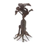 Japanese patinated bronze study of a root vegetable, 7.5cm high : For Further Condition Reports