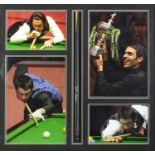 Ronnie O'Sullivan framed display including a signed half snooker cue, framed and glazed, overall