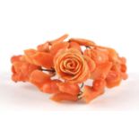 Victorian carved pink coral floral bracelet, 17cm in length, 31.5g : For Further Condition Reports