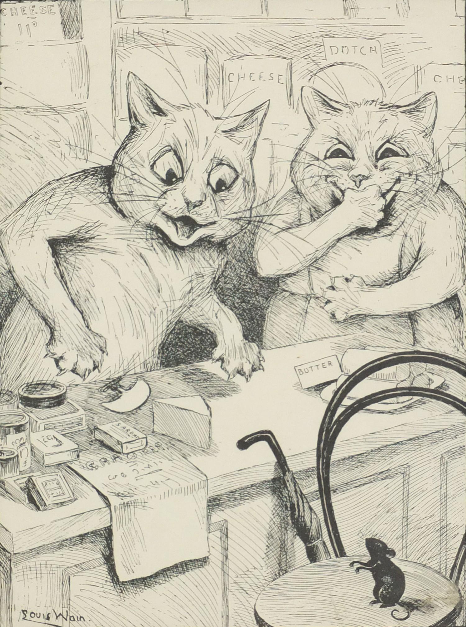 Louis Wain - Cats, eight vintage and later prints, each framed and glazed, the largest 18.5cm x 13cm - Image 26 of 33