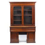Victorian mahogany secretaire bookcase, with a pair of glazed doors above a secretaire drawer and