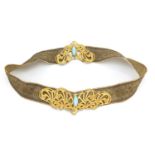 French Art Nouveau belt with gilt metal buckles, the largest buckle 15.5cm wide : For Further