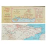 Two railwayana maps comprising The Sunny South Coast and Isle of Wight and South Eastern & Chatham