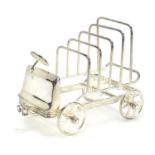 Novelty silver plated toast rack in the form of a car, 16cm in length : For Further Condition